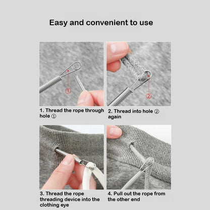 Spring Drawstring Threader Tool — Rope Threader Clip for Hoodies, Pants & Drawstring Replacement