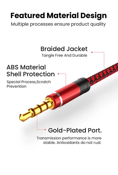 NNBILI 1.5M 3.5mm Audio Cable - Nylon Braid AUX Cable for Phone, MP3, Car Headset & Speaker Extension