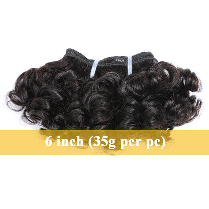 Code Calla Bouncy Curly Hair Bundles – Double Draw 6-inch Short Cut Remy Human Hair Extensions in Natural Black & Brown