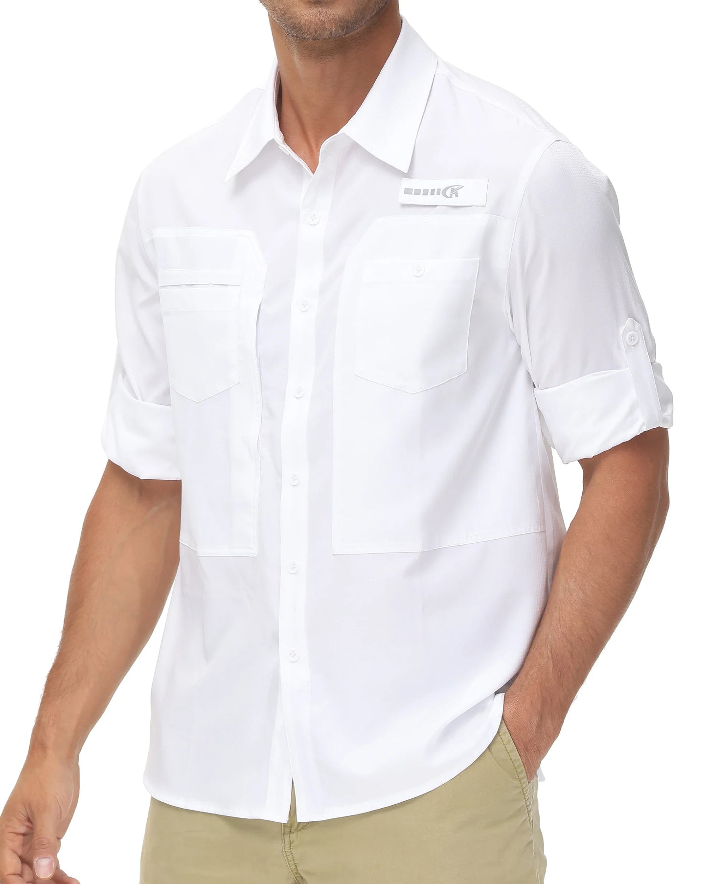 Men's UPF 50+ Long Sleeve Fishing Shirt – Sun Protection Breathable Hiking & Work Shirt with Zipper Pocket