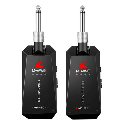 M-VAVE WP-5G Wireless Guitar System - 5.8G Rechargeable Audio Transmitter & Receiver with Type-C Cable for Guitar Amplifier