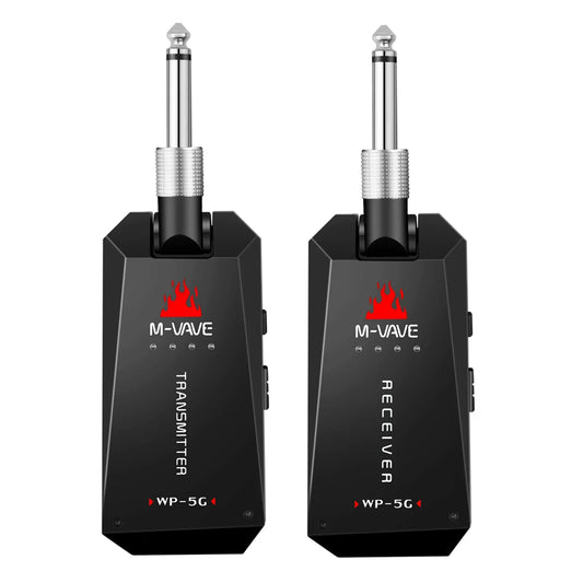 M-VAVE WP-5G Wireless Guitar System - 5.8G Rechargeable Audio Transmitter & Receiver with Type-C Cable for Guitar Amplifier