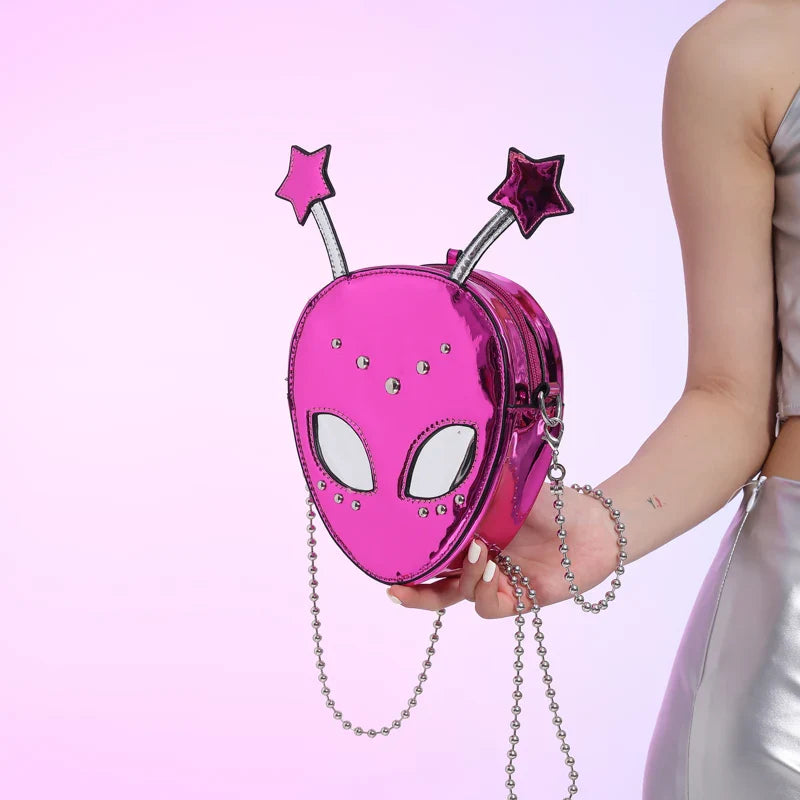 Alien Pattern PU Leather Shoulder Bag – Halloween Chic Crossbody Messenger Purse for Women & Girls
