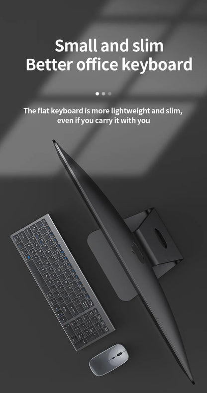 Gray Bluetooth 5.0 & 2.4G Wireless Keyboard Mouse Combo – Rechargeable Full Size Keyboard for Notebook & Laptop