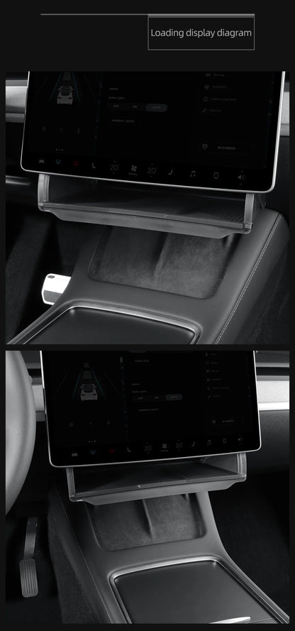 Hidden Storage Box Organizer – Under Screen Tray for Tesla Model Y 2024 & Model 3 2021-2022