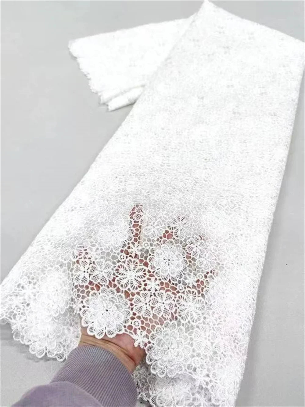 African Lace Fabric - Nigerian Tulle Guipure Embroidery Sequins, 5 Yards XL106