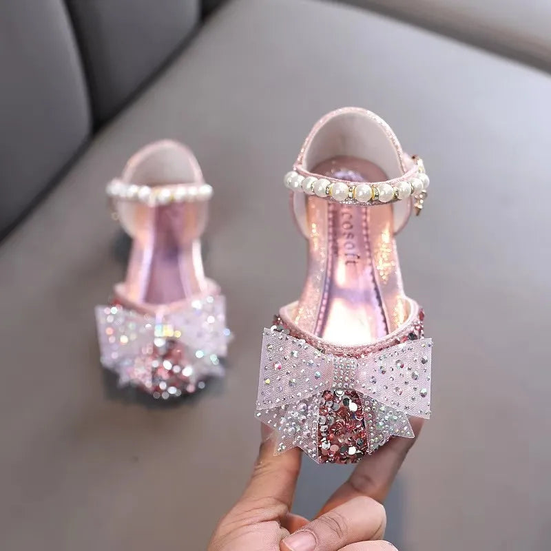 Summer Princess Girls Sandals - Sequin Rhinestone Bow Shoes for Baby Girls & Toddlers