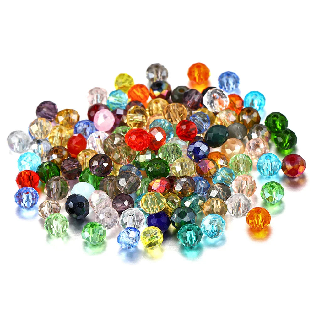 70–300pcs Czech Crystal Glass Beads Set (3–8mm) – Faceted Translucent Colorful Spacer Beads for DIY Jewelry, Bracelets & Craft Making
