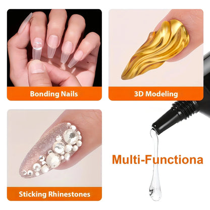 Solid Nail Glue Gel for Press-On Nails – Super Strong Acrylic Nail Gel for Manicure Extensions, Long-Lasting