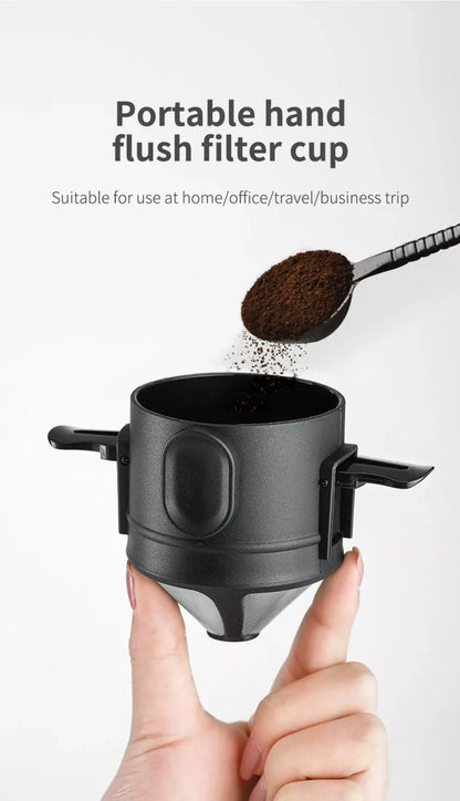304 Stainless Steel Portable Coffee Filter – Reusable Drip Coffee Tea Holder Mug Set with Coffee Pot & Dripper