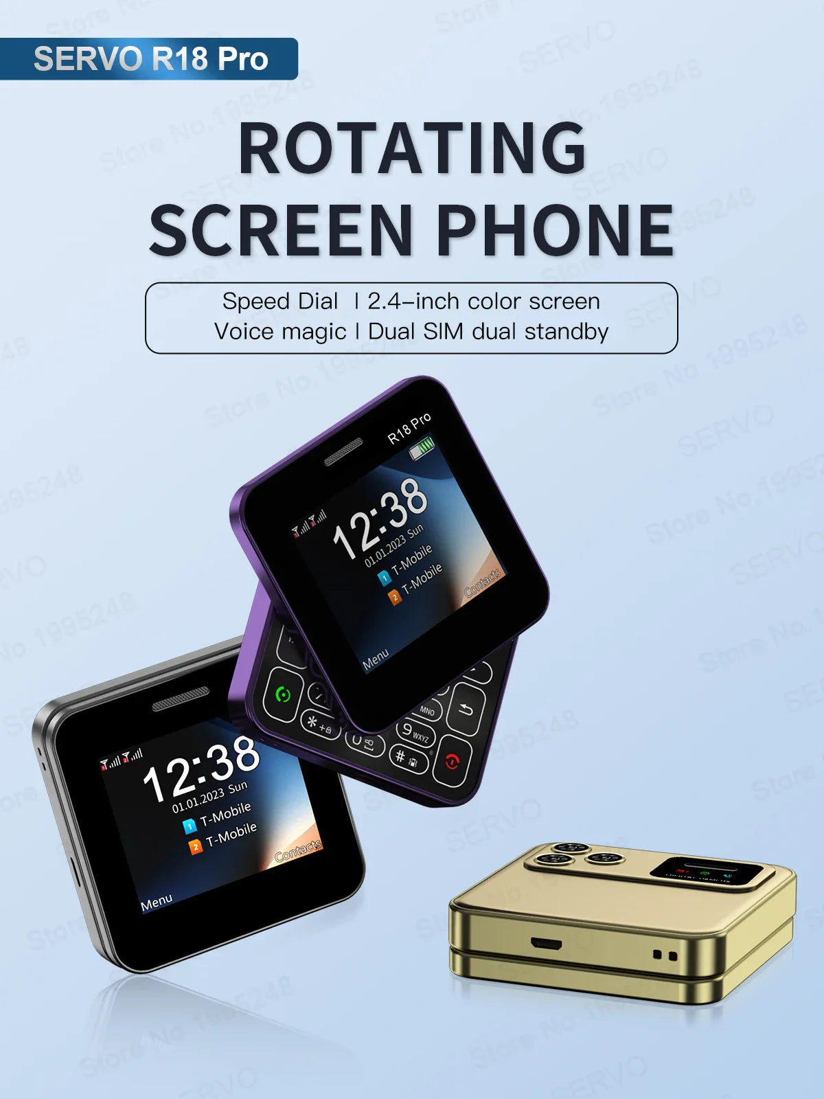 2024 NEW SERVO R18Pro Mini Mobile Phone – 2.4" Rotating Screen, Button Slider, Flashlight, Magic Voice, Dual SIM Standby