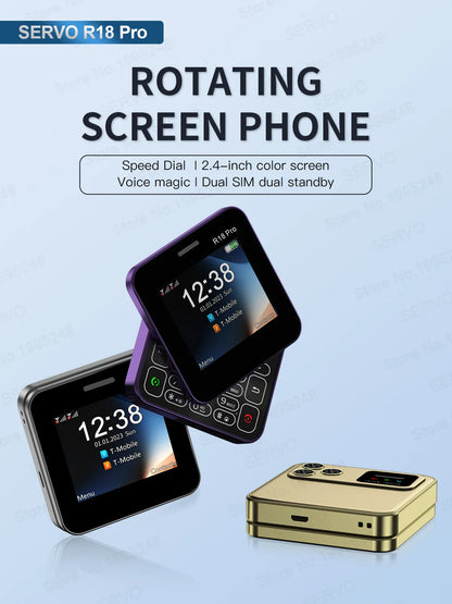 2024 NEW SERVO R18Pro Mini Mobile Phone – 2.4" Rotating Screen, Button Slider, Flashlight, Magic Voice, Dual SIM Standby