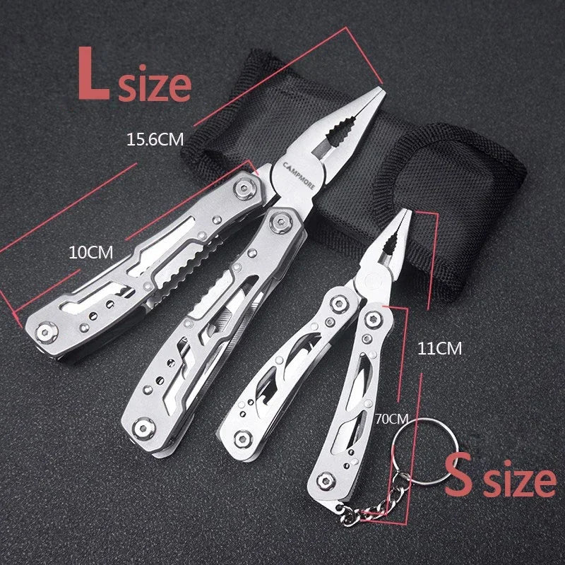 Outdoor Multitool - Portable Stainless Steel EDC Folding Survival Knife and Pliers for Camping and Emergency