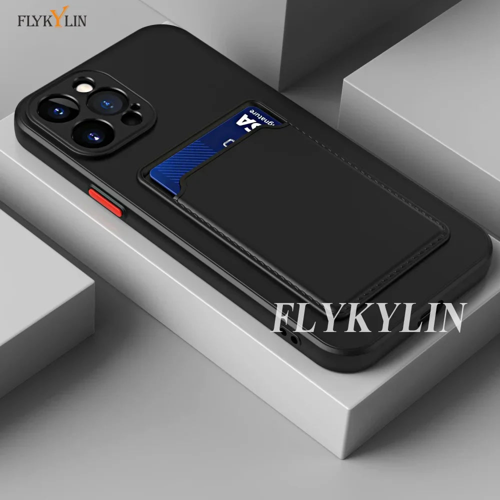 Luxury Soft Silicone Wallet Case with Card Slot, Protective Phone Cover for iPhone 17, 16, 15, 14, 13, 12, 11 Pro Max, Plus, Air & 16E