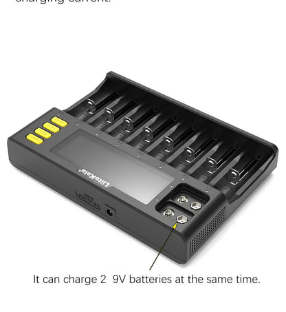 LiitoKala Lii-S8 Lii-S12 CH4 Multi-Function Battery Charger – 18650, 26650, 21700, 26700, AA, AAA Li-ion, NiMH, LiFePO4 Compatible
