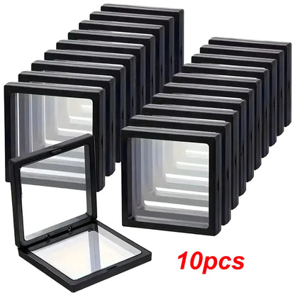 10PCS Transparent Floating Display Box Set – Clear Plastic Film Jewelry & Collectible Storage Cases for Rings, Necklaces & Accessories