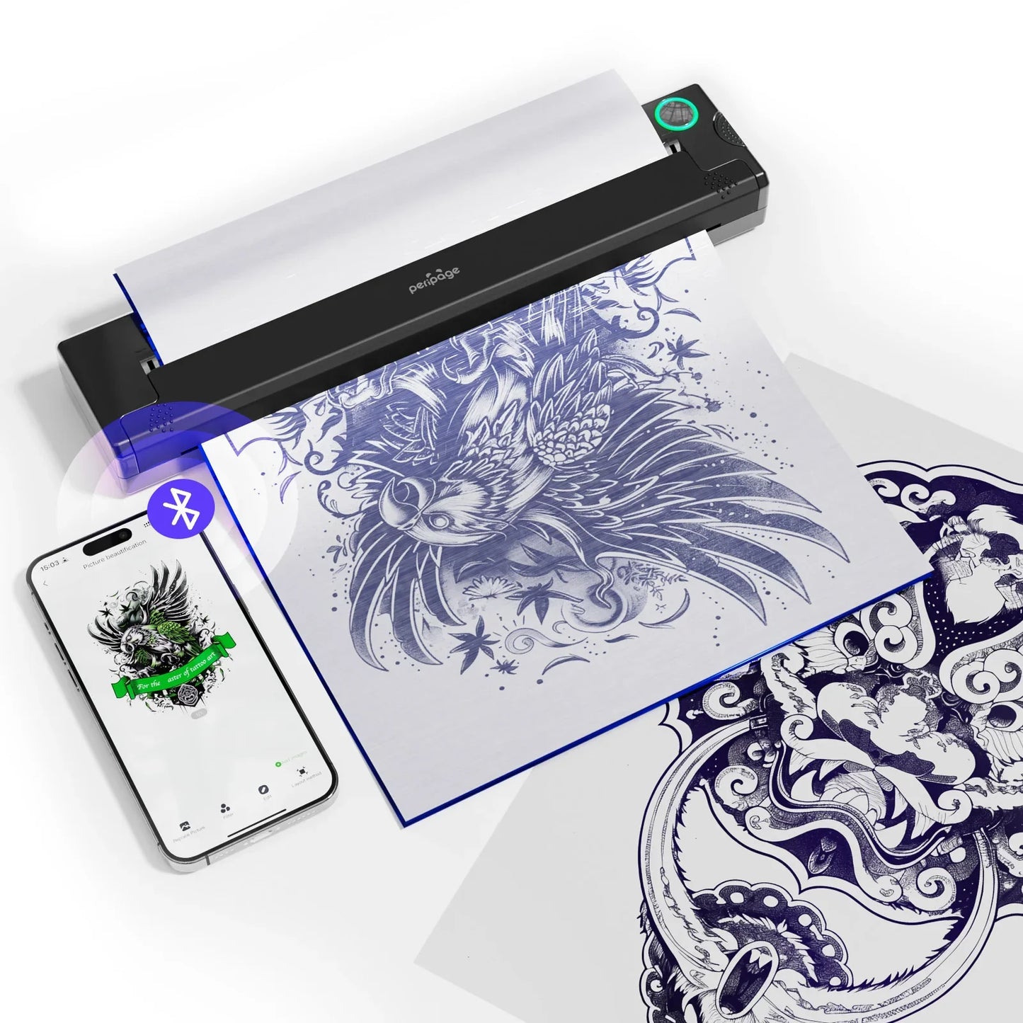 PeriPage P90 Wireless Thermal Tattoo Stencil Printer – Includes 5pcs Free Transfer Paper