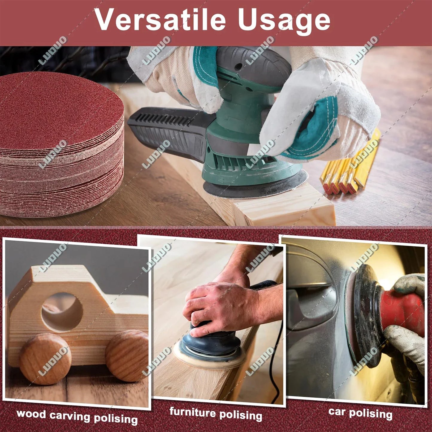 Car Detailing Sandpaper Discs – Hook & Loop Polishing Pads for Headlight Restoration, Metal & Wood Sanding, Auto Surface Finishing Sheets