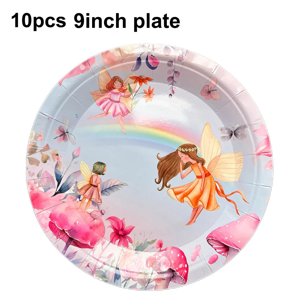 Pink Butterfly Fairy Party Tableware Set – Disposable Plates, Cups & Napkins for Birthday, Wedding & Baby Shower Decor