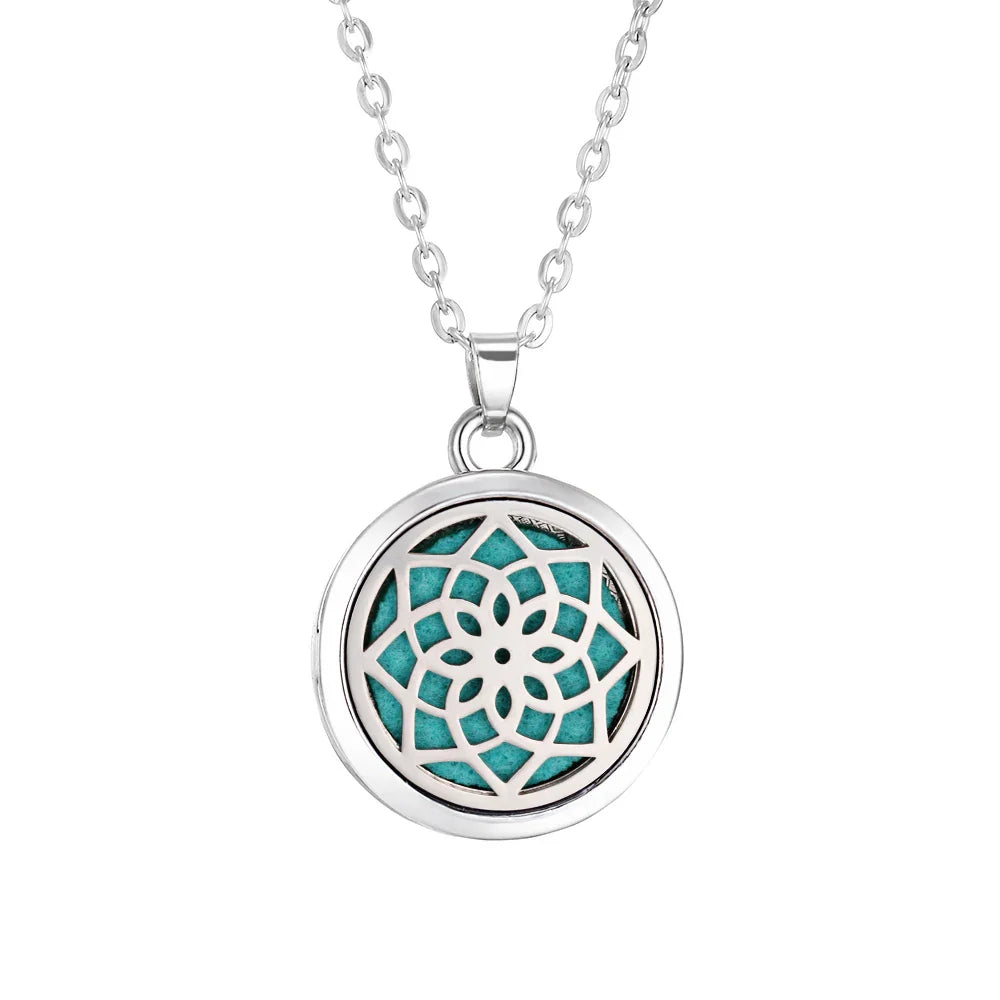 Tree of Life Aromatherapy Necklace – Stainless Steel Essential Oil Diffuser Locket Pendant