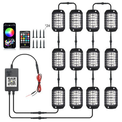 RGB 3D Lens Rock Lights – APP Remote Control LED Underglow for Offroad RZR, SUV, ATV, UTV, Jeep