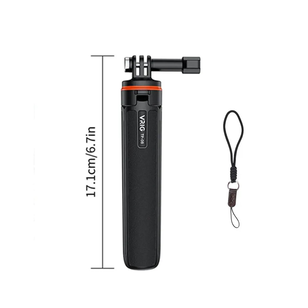 Aluminum Extendable Selfie Stick Tripod – Mini Portable Vlog Tripod for GoPro Hero 12-6, Osmo Action, Insta360 One R & X3