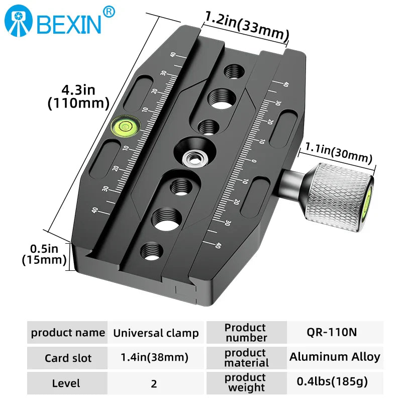 BEXIN Aluminum Arca-Swiss Quick Release Clamp – 50/70/90/110mm Tripod Ball Head Mount for Camera & Monopod Support