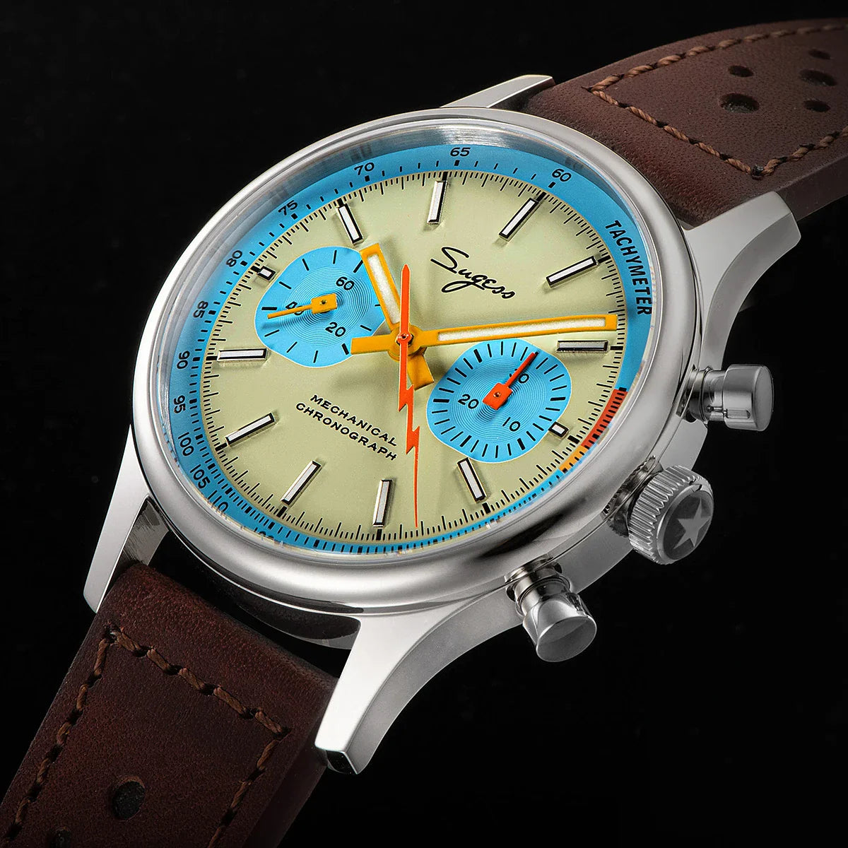 Sugess ST19 Pilot Chronograph Watch – Mechanical Racing 1963 Limited Edition, Sapphire Crystal, Military Style