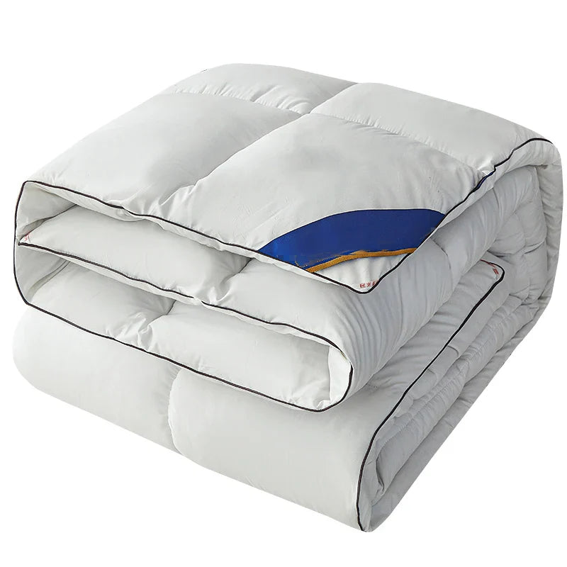 Winter Warm Thick Duvet – 100% Cotton Cover, Fiber Down Filling, 150x200cm White Quilt for Cozy Sleep