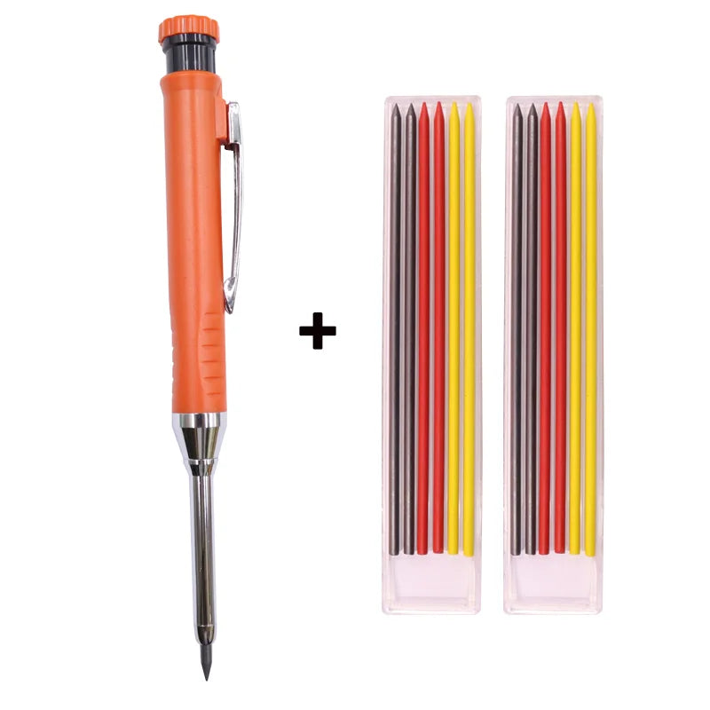Solid Carpenter Mechanical Pencil – Woodworking Marking Tool with 3 Color Refills, Built-in Sharpener, and Scriber Lead