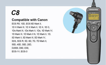 Camera Time Lapse Intervalometer — LCD Timer Remote Shutter Release for Canon, Nikon, Sony, Fujifilm, Olympus, Pentax