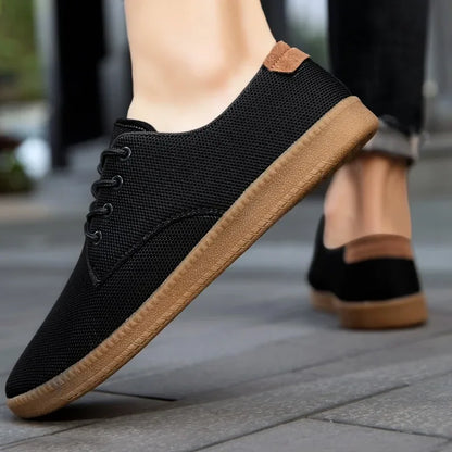 Men’s Canvas Casual Sneakers — Lightweight Slip-On Vulcanized Flats & Loafers, Comfortable Trainers Shoes