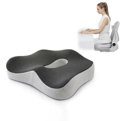 Memory Foam Office Chair & Car Seat Cushion – Orthopedic Lumbar Support Pillow with Coccyx Relief & Massage Back Pad
