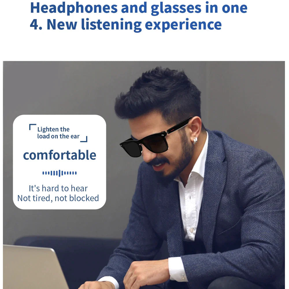 2-in-1 Smart Glasses Headset – Bluetooth Audio, AI Voice, Noise Reduction, Waterproof Eyewear with Music & Calls