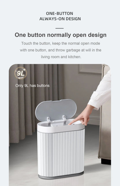 7/9L Automatic Sensor Trash Can – Smart Induction Garbage Bin with Roman Striped Design for Bathroom & Kitchen