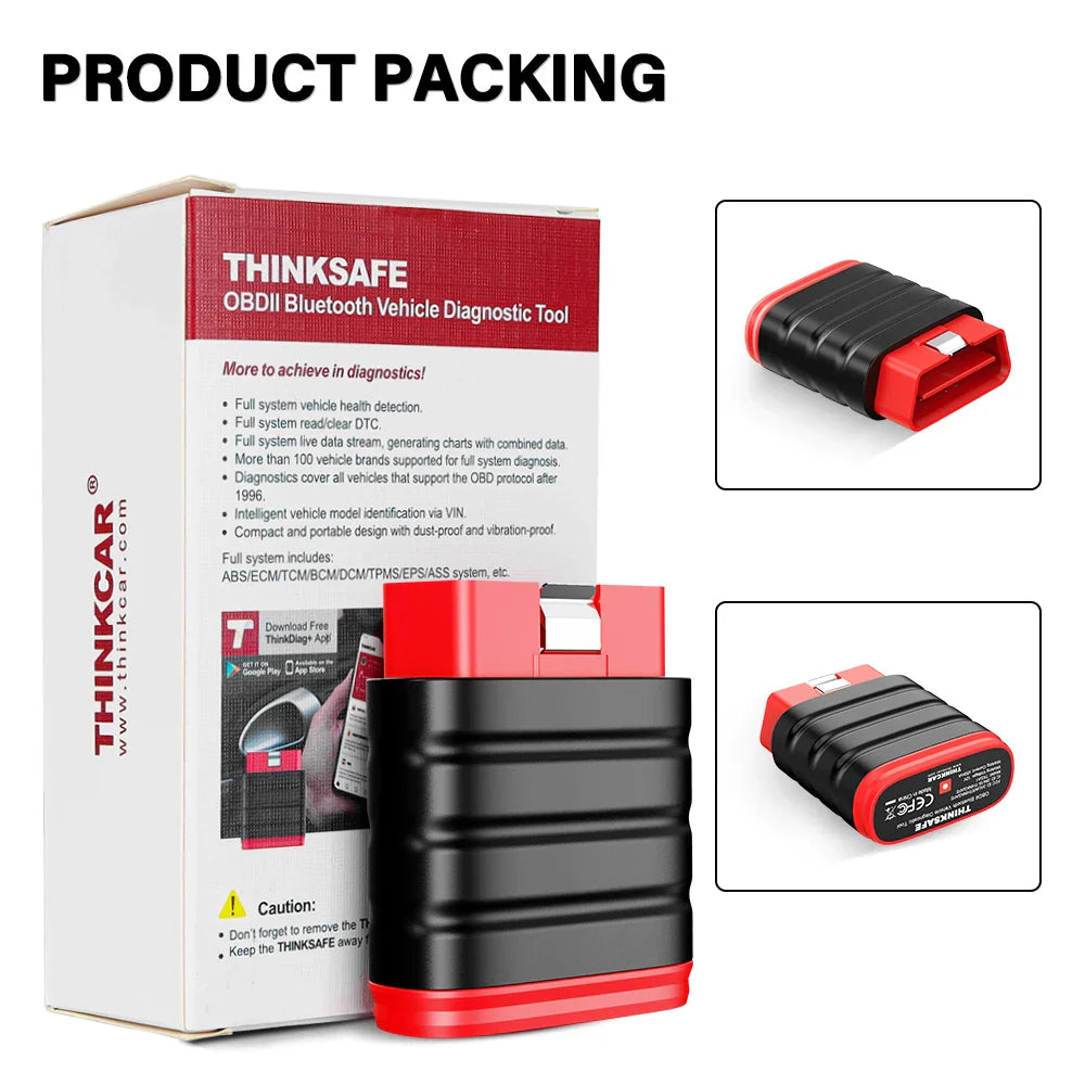 Thinkcar Thinksafe OBD2 Bluetooth Scanner – All-System Car Code Reader with 5 Reset Functions