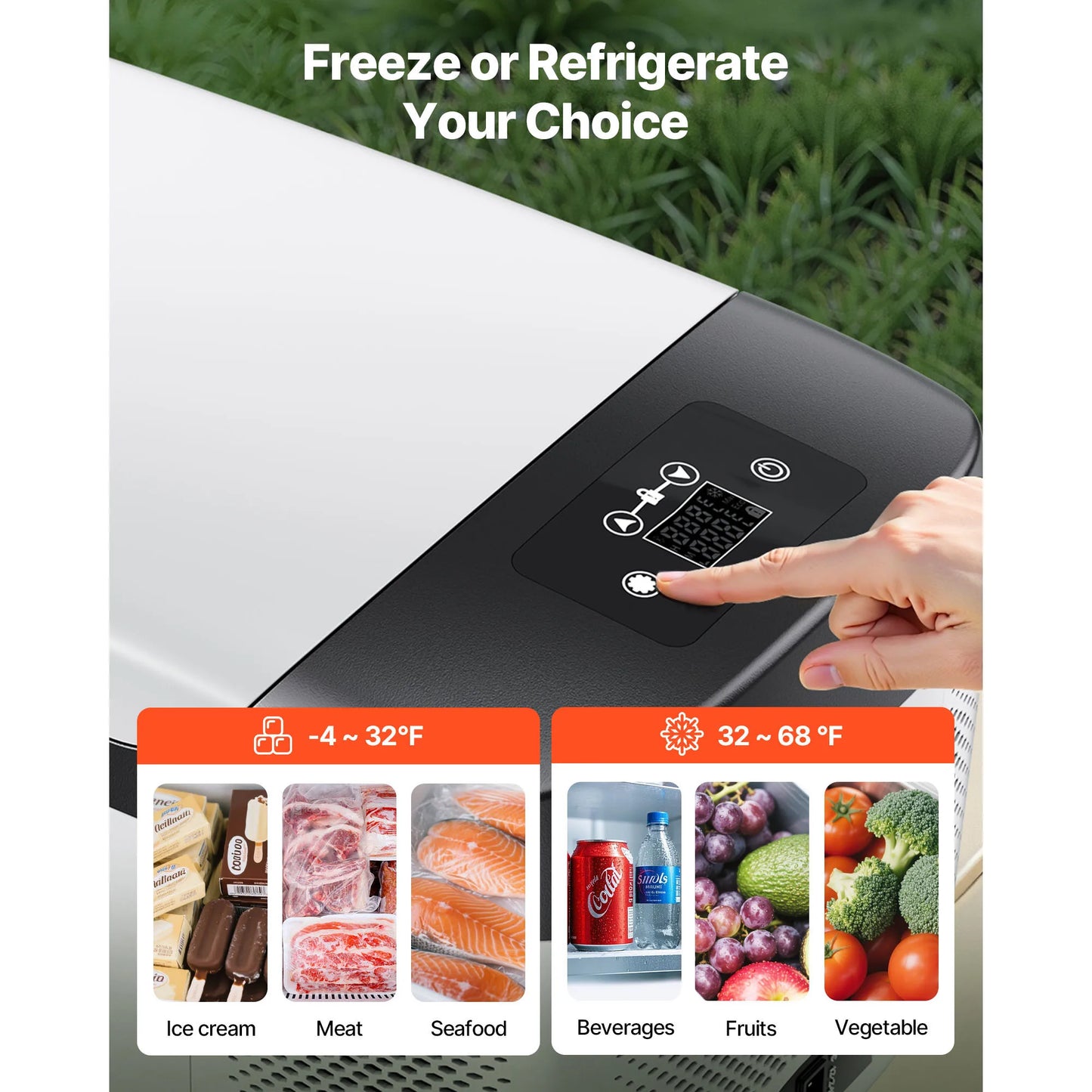 SucceBuy 15L Portable Car Fridge Freezer - 12V/24V Mini Compressor Cooler for RV Camping Travel and Outdoor Use