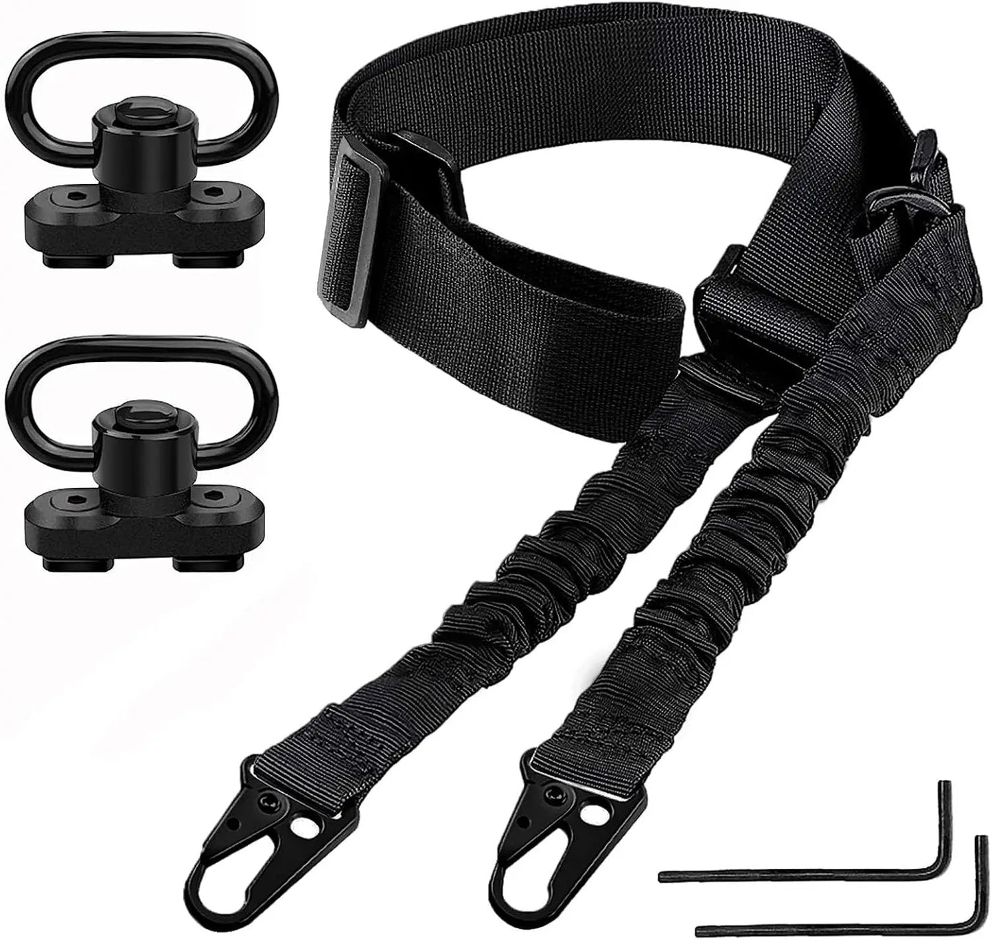 2-Point Extra Long Rifle Sling – Adjustable Gun Strap with Metal Hook QD for Outdoor Sports
