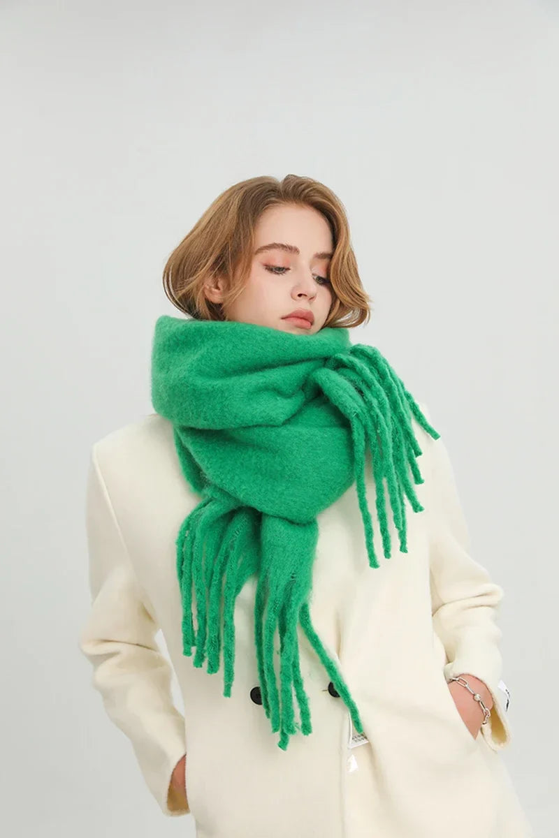 Women’s Winter Cashmere Scarf – Thick Soft Pashmina Shawl with Tassels, Warm Blanket Wrap & Long Poncho Echarpe
