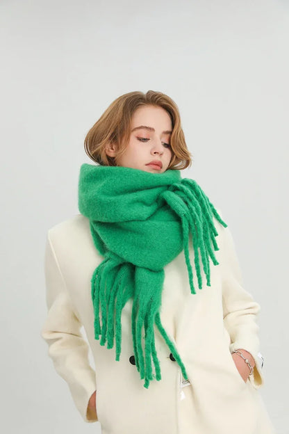 Women’s Winter Cashmere Scarf – Thick Soft Pashmina Shawl with Tassels, Warm Blanket Wrap & Long Poncho Echarpe
