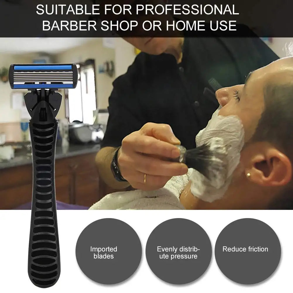 6-Layer Manual Safety Razor – Stainless Steel Double Edge Blade Shaver for Beard & Moustache Grooming