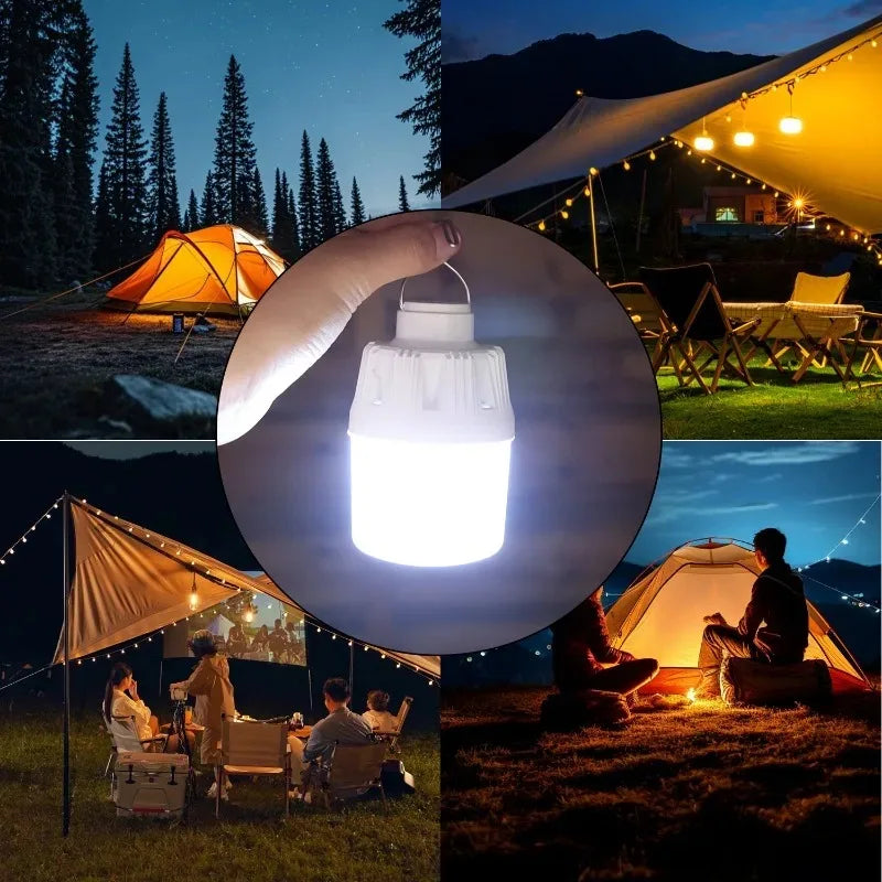 Portable LED Camping Light Bulb USB Rechargeable – 1/2/3/5/10PCS Outdoor Hanging Lamp with 3 Lighting Modes (White/Orange)