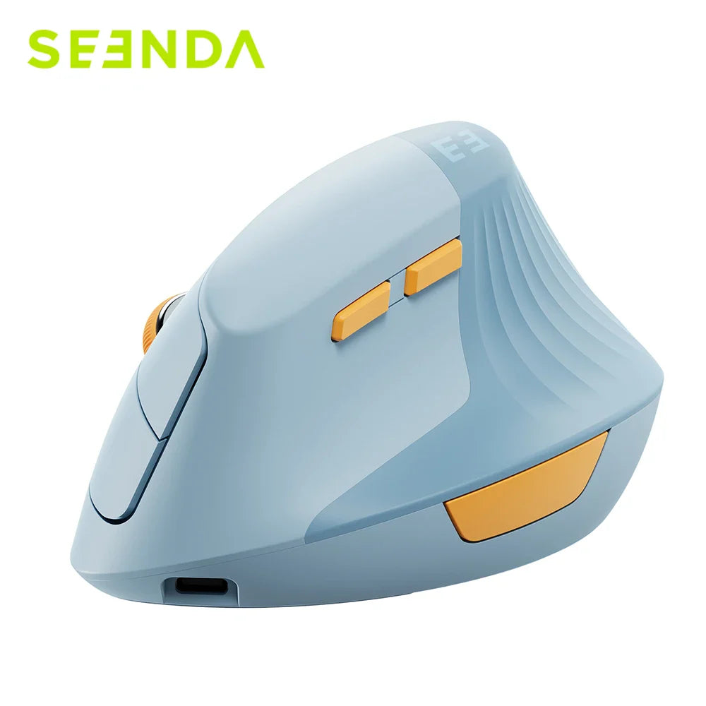 Seenda Vertical Wireless Mouse - Rechargeable Type C Ergonomic USB & Type C Mice for Laptop, PC, MacBook, Windows, Android