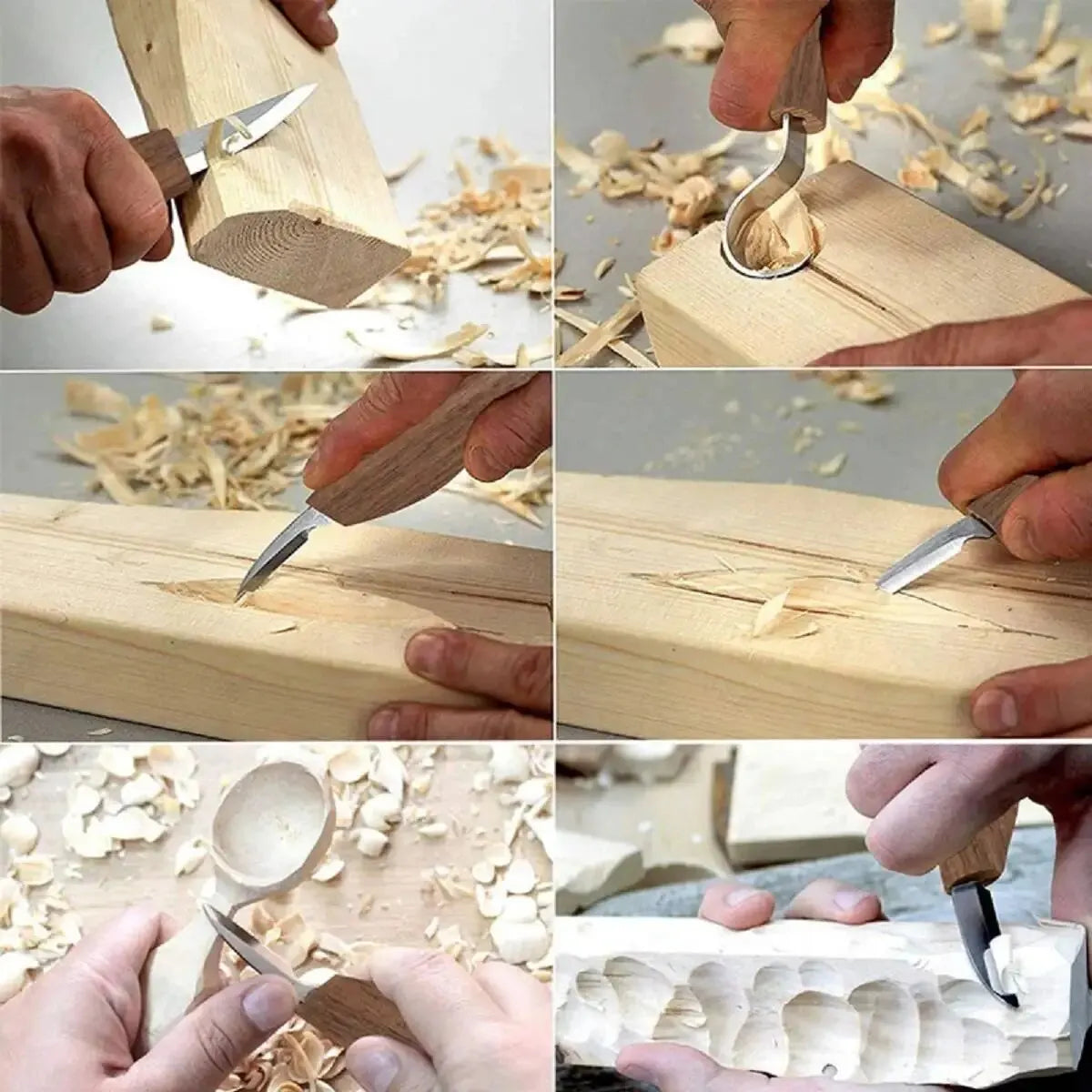 8pcs Wood Carving Kit: Hand Carving Knife Set with Needle File - Wood Spoon Carving Kit for Beginners Whittling