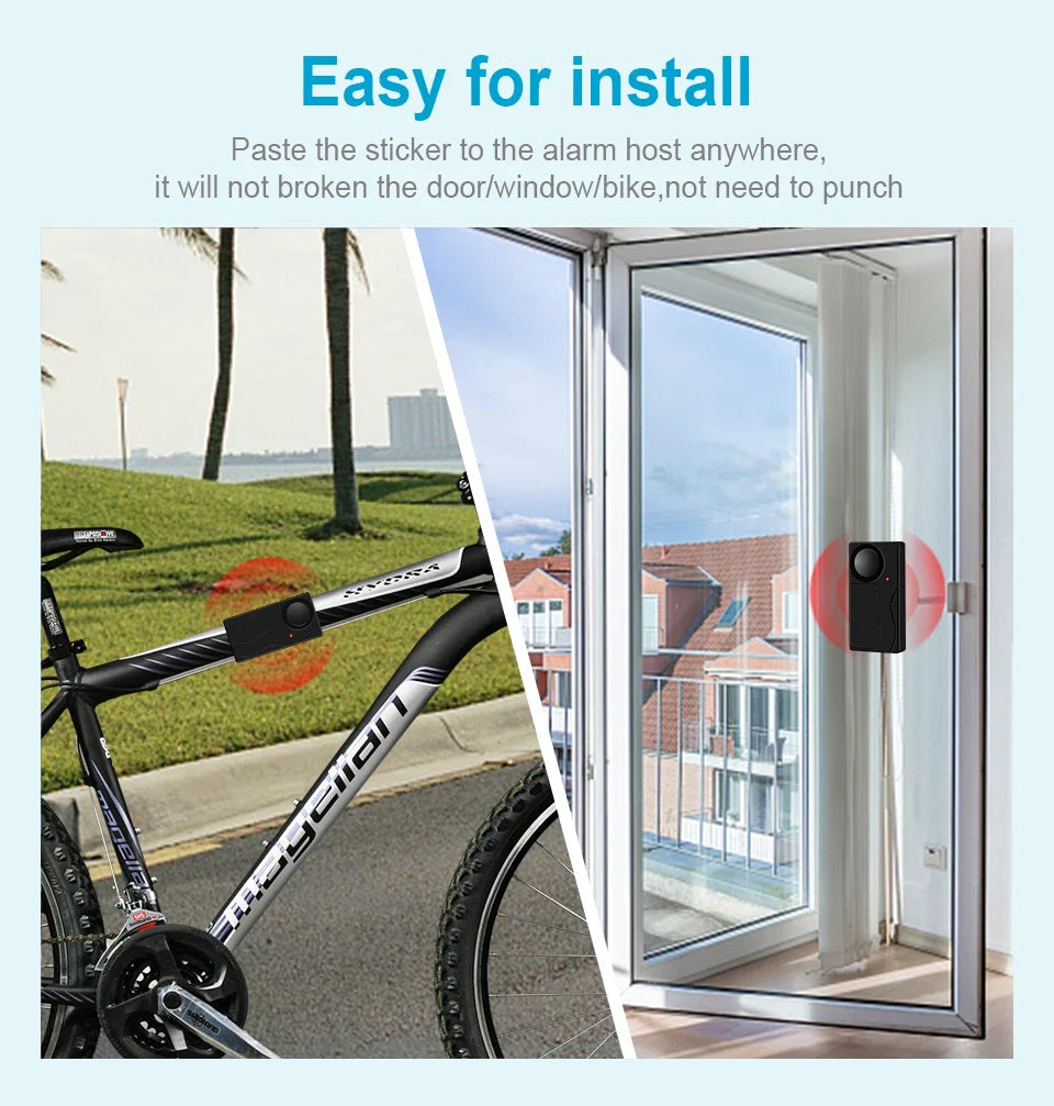 Awapow Wireless 110dB Vibration Bike Alarm with Remote Anti-Theft Home & Window Security