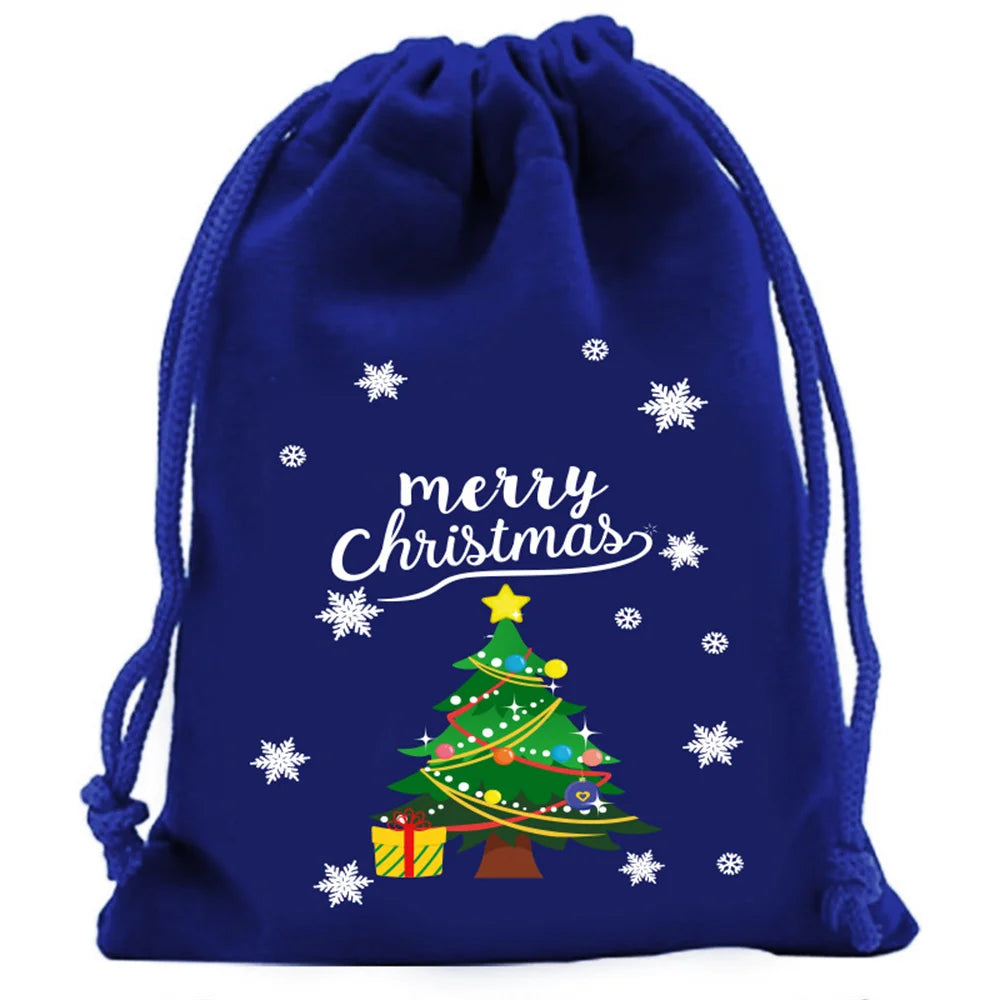 2025 Christmas Velvet Drawstring Bags – Red & Green Candy, Gift, Party, and Biscuit Storage Pouches