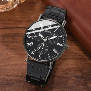 2PCS Set Couple Fashion Leather Watches – Simple Dial Quartz Wristwatches for Ladies & Men, Casual Dress Clocks