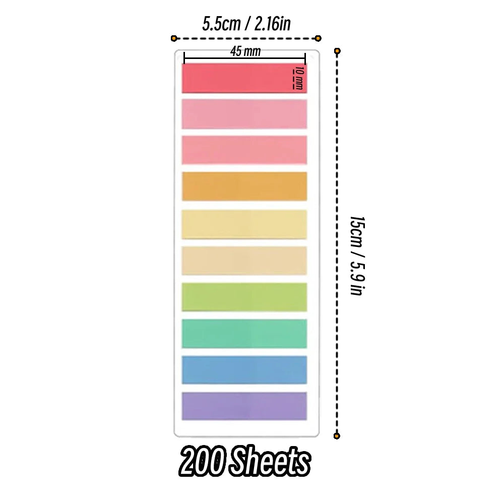 2400S Transparent Colorful Index Memo Pads - Creative Self-Adhesive Sticky Notes, Office & School Stationery