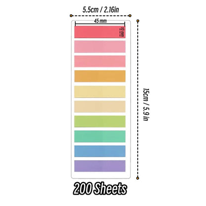 2400S Transparent Colorful Index Memo Pads - Creative Self-Adhesive Sticky Notes, Office & School Stationery