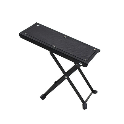 Guitar Foot Stool – 4 Position Height Adjustable, Foldable Pedal Rest for Guitar, Black Footstool for Guitar Pedal Accessories